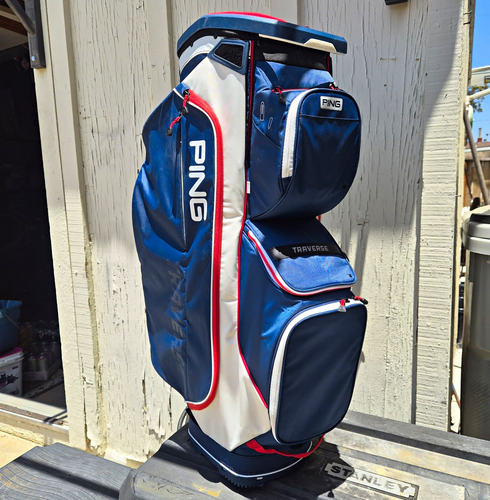 PING Traverse 14-Way Divider Cart Golf Bag Nylon Blue White Red
